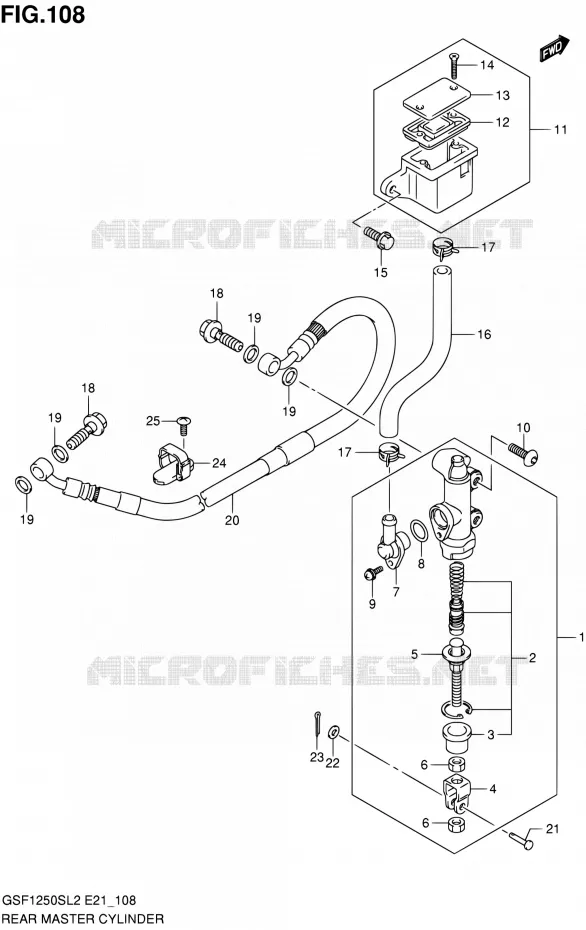 MAITRE CYLINDRE ARRIERE (GSF1250SL2 E21) Suzuki MOTO 1250 BANDIT 2012  GSF1250SAL2(E21)