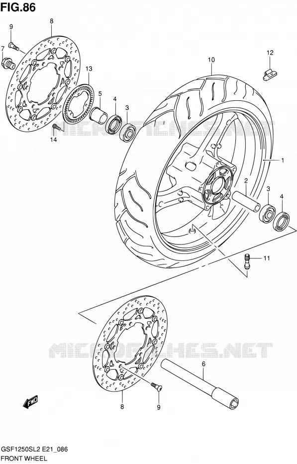 ROUE AVANT (GSF1250SAL2 E24) Suzuki MOTO 1250 BANDIT 2012  GSF1250SAL2(E21)