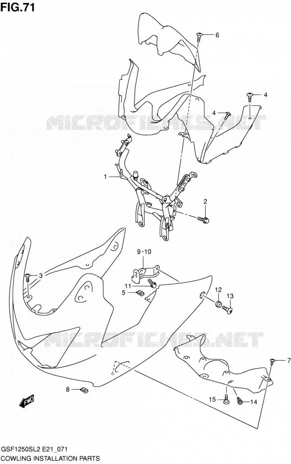 SUPPORTS / FIXATIONS CARENAGES Suzuki MOTO 1250 BANDIT 2012  GSF1250SAL2(E21)