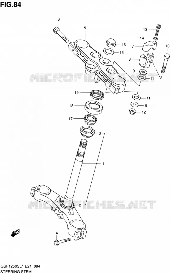 COLONNE DE DIRECTION (GSF1250SAL1 E21) Suzuki MOTO 1250 BANDIT 2011  GSF1250SAL1(E24)