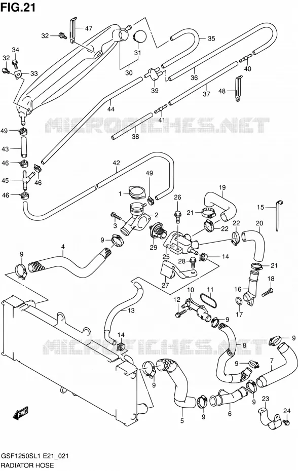 DURITE DE RADIATEUR Suzuki MOTO 1250 BANDIT 2011  GSF1250SAL1(E24)