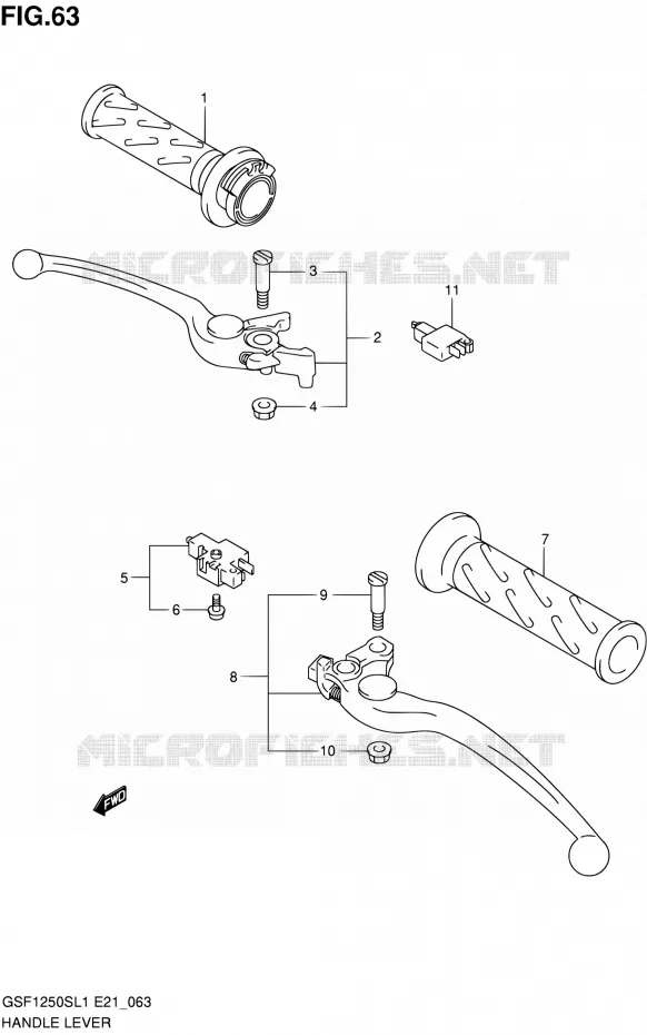 ENSEMBLE LEVIERS - POIGNEES (GSF1250SL1 E24) Suzuki MOTO 1250 BANDIT 2011  GSF1250SAL1(E24)