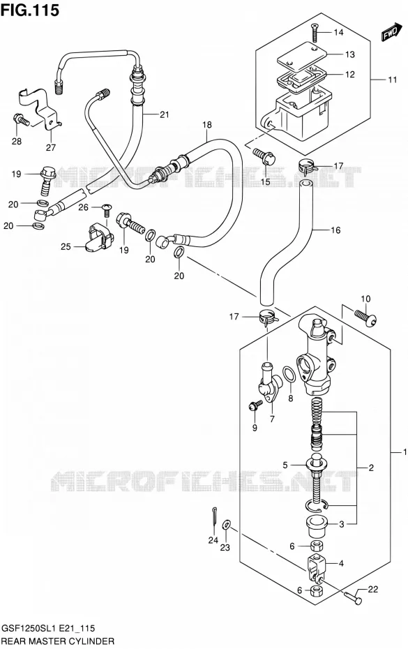 MAITRE CYLINDRE ARRIERE (GSF1250SAL1 E24) Suzuki MOTO 1250 BANDIT 2011  GSF1250SAL1(E24)