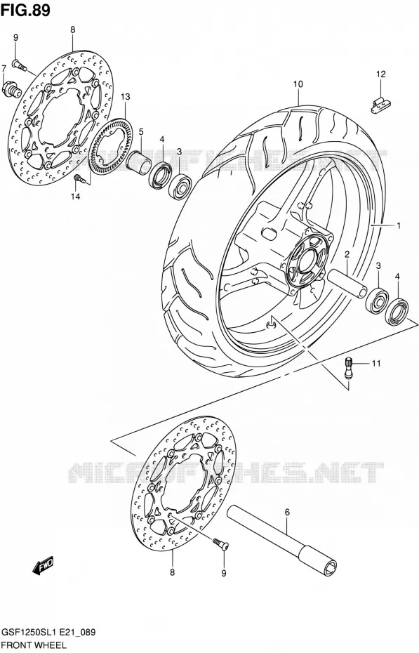 ROUE AVANT (GSF1250SAL1 E24) Suzuki MOTO 1250 BANDIT 2011  GSF1250SAL1(E24)