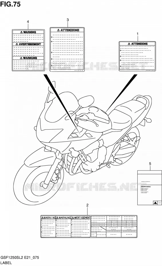 ETIQUETTE (GSF1250SAL2 E24) Suzuki MOTO 1250 BANDIT 2012  GSF1250SAL2(E24)