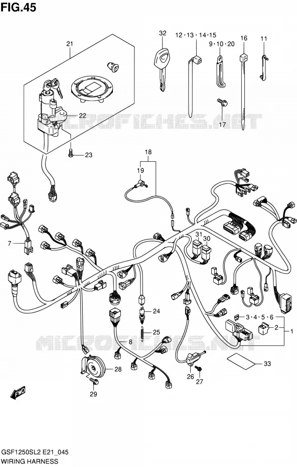 FAISCEAU ELECTRIQUE (GSF1250SAL2 E21) Suzuki MOTO 1250 BANDIT 2012  GSF1250SAL2(E24)