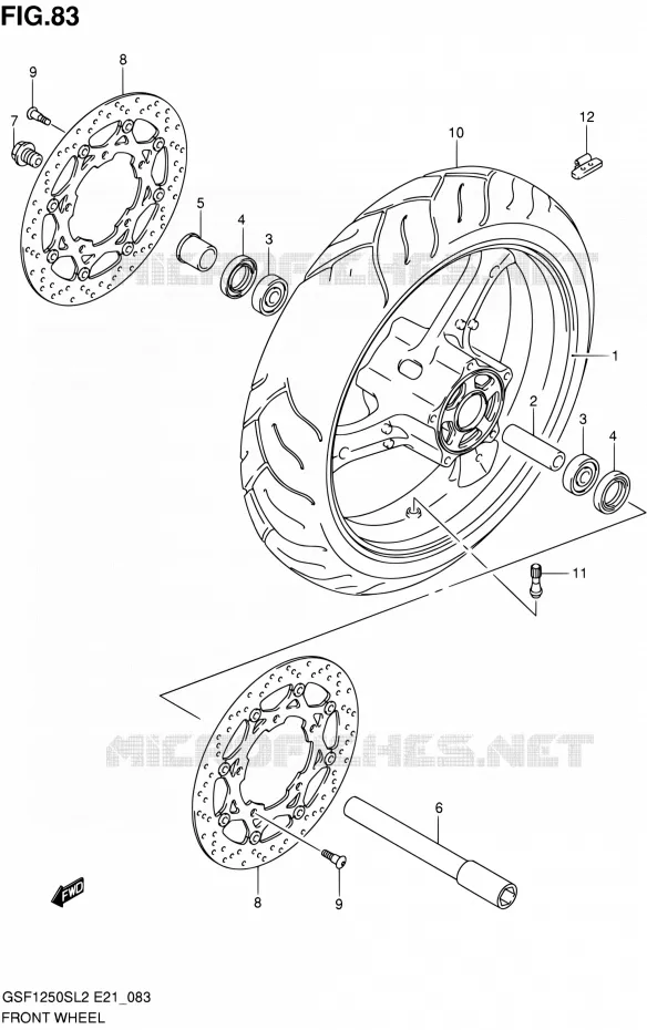 ROUE AVANT (GSF1250SL2 E21) Suzuki MOTO 1250 BANDIT 2012  GSF1250SAL2(E24)