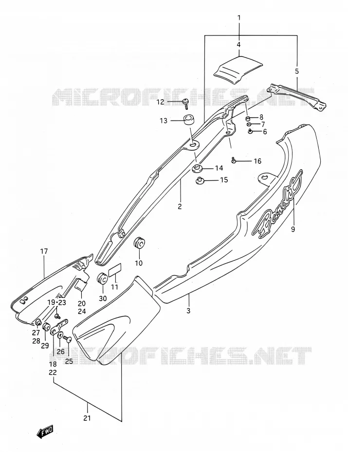 CARENAGES ARRIERE Suzuki MOTO 400 BANDIT 1991  GSF400 M (E03,E28,E33)