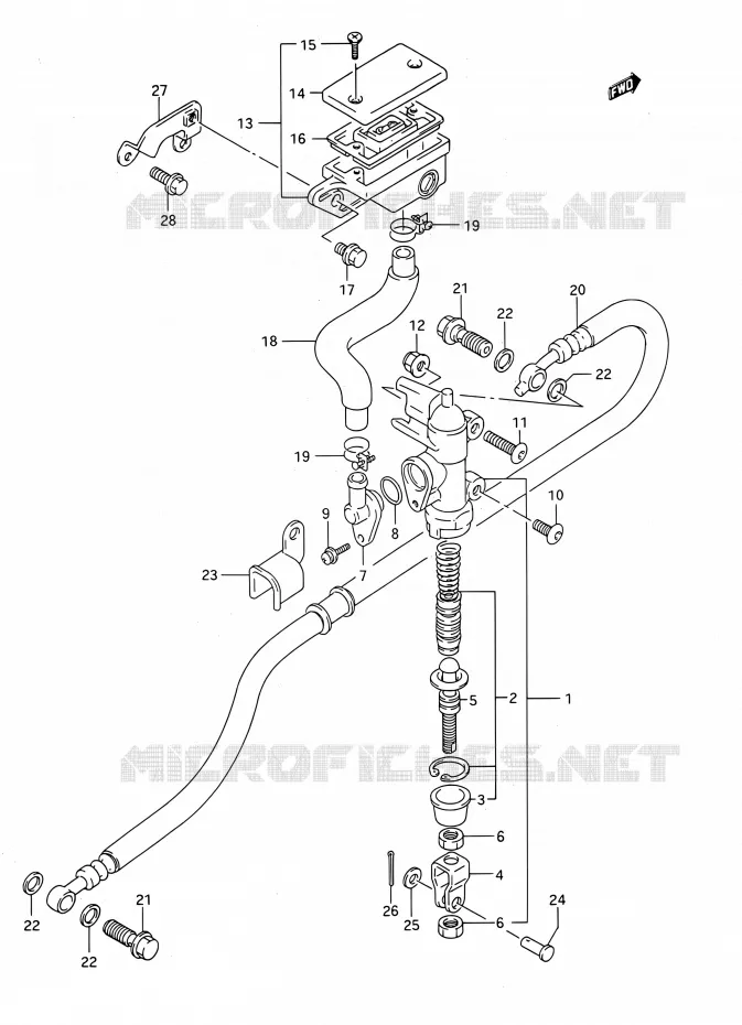 MAITRE CYLINDRE ARRIERE (MODELE M/N) Suzuki MOTO 400 BANDIT 1991  GSF400 M (E03,E28,E33)