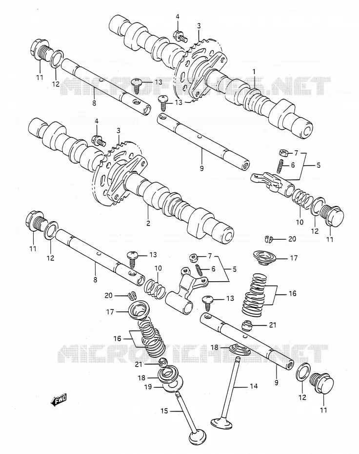 ARBRE A CAMES - VALVE Suzuki MOTO 400 BANDIT 1993  GSF400 P (E03,E28,E33)