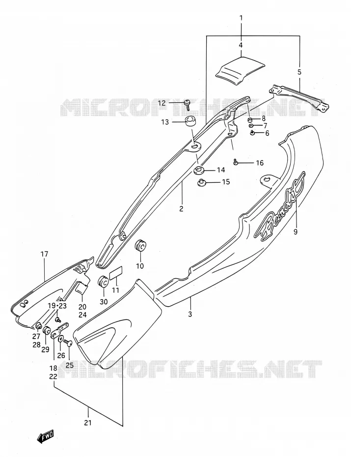 CARENAGES ARRIERE Suzuki MOTO 400 BANDIT 1993  GSF400 P (E03,E28,E33)