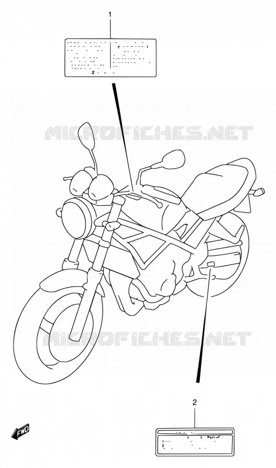 ETIQUETTE D'AVERTISSEMENT Suzuki MOTO 400 BANDIT 1997  GSF400VV