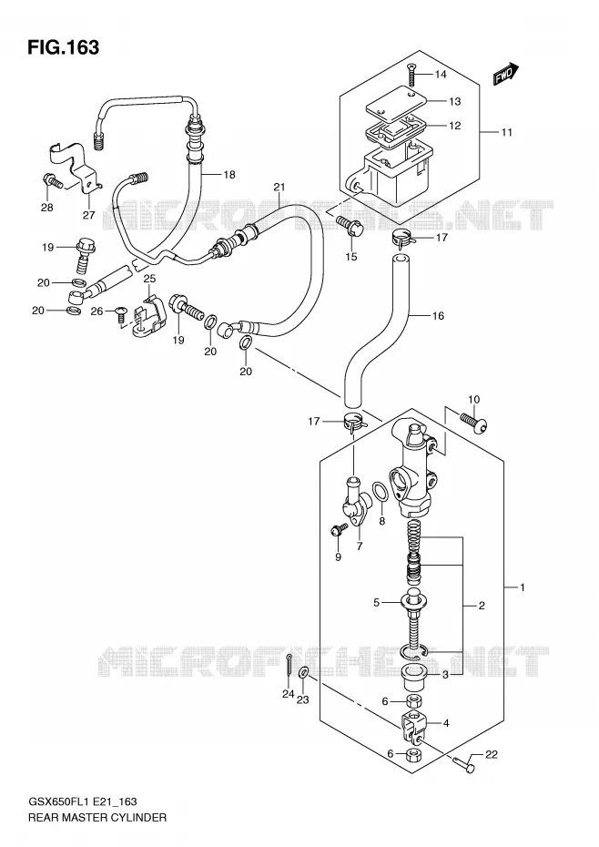 MAITRE CYLINDRE DE FREIN ARRIERE (GSX650FUAL1 E21) Suzuki MOTO 650 GSX-F 2011  GSX650FL1(E21)