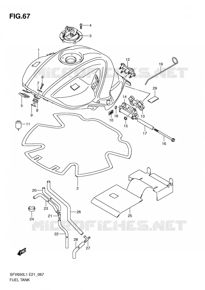 RESERVOIR D'ESSENCE (SFV650L1 E24) Suzuki MOTO 650 GLADIUS 2011  SFV650AL1(E21)