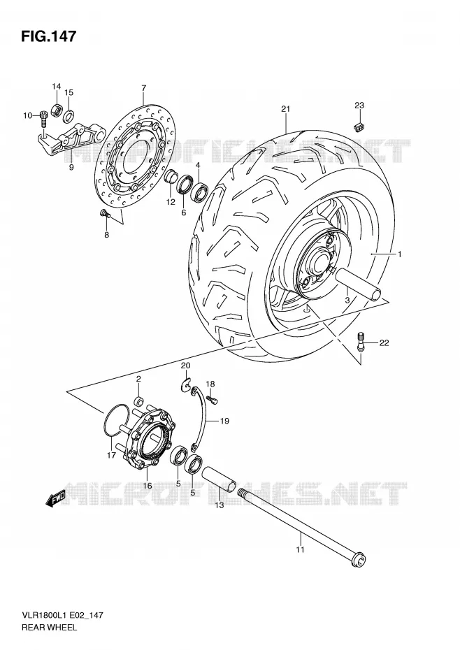 ROUE ARRIERE (VLR1800L1 E19) Suzuki MOTO 1800 INTRUDER 2011  VLR1800TL1(E2)