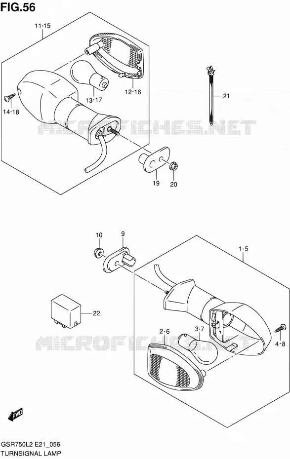 CLIGNOTANTS Suzuki MOTO 750 GSR 2012  GSR750L2(E24)