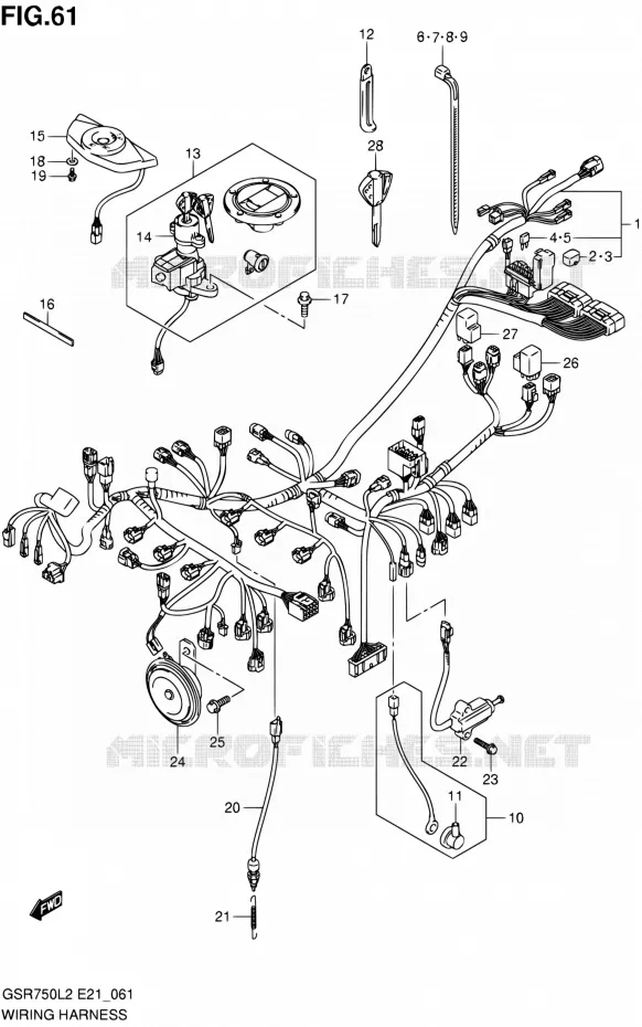 FAISCEAU ELECTRIQUE (GSR750AL2 E21) Suzuki MOTO 750 GSR 2012  GSR750L2(E24)
