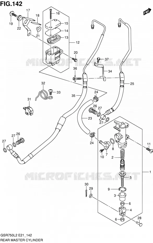 MAITRE CYLINDRE ARRIERE (GSR750AL2 E24) Suzuki MOTO 750 GSR 2012  GSR750L2(E24)