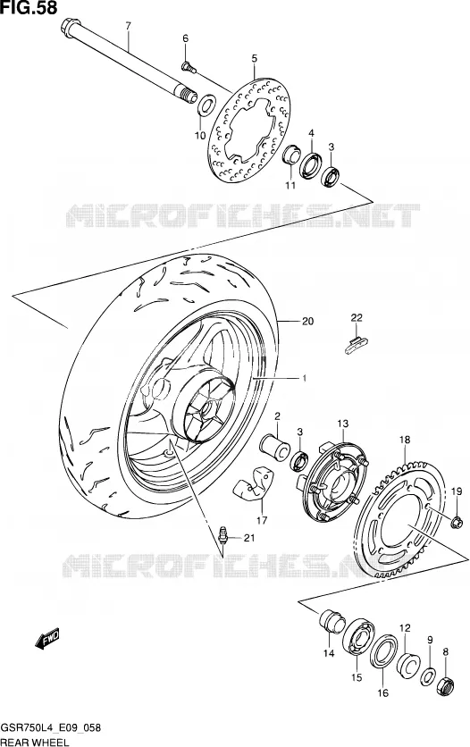 ROUE ARRIERE Suzuki MOTO 750 GSR 2014  GSR750 L4 (E09)