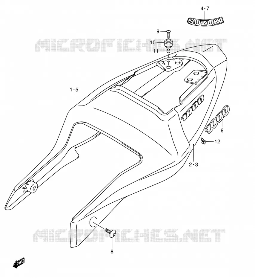 CARENAGES ARRIERE  (MODELE K4) Suzuki MOTO 1000 GSX-R 2004  GSX-R1000K4(E02,E19,E24,E37)