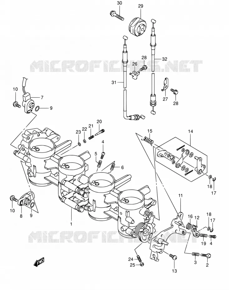 CORPS DE PAPILLON Suzuki MOTO 1000 GSX-R 2004  GSX-R1000K4(E02,E19,E24,E37)