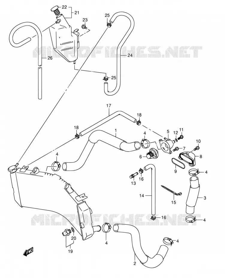 DURITE DE RADIATEUR Suzuki MOTO 1000 GSX-R 2004  GSX-R1000K4(E02,E19,E24,E37)