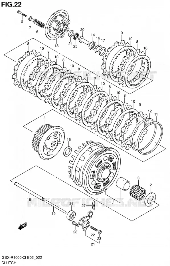 EMBRAYAGE Suzuki MOTO 1000 GSX-R 2004  GSX-R1000K4(E02,E19,E24,E37)