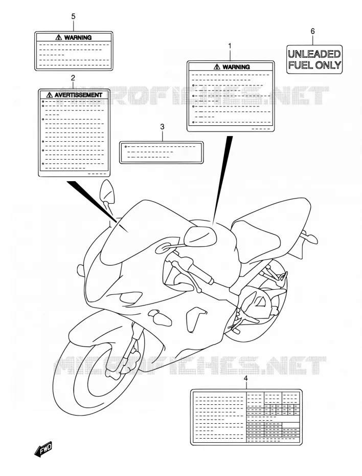 ETIQUETTE Suzuki MOTO 1000 GSX-R 2004  GSX-R1000K4(E02,E19,E24,E37)
