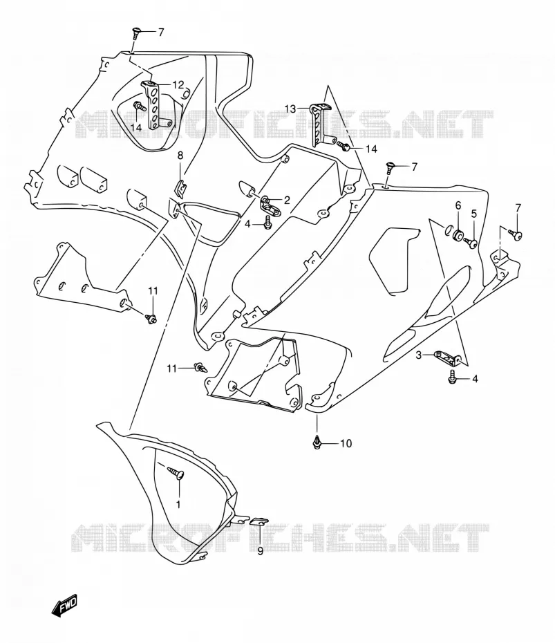 FLANCS DE CARENAGES Suzuki MOTO 1000 GSX-R 2004  GSX-R1000K4(E02,E19,E24,E37)