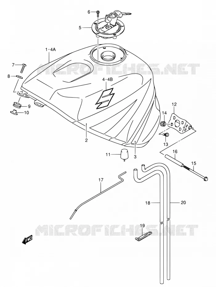 RESERVOIR D'ESSENCE (MODELE K4) Suzuki MOTO 1000 GSX-R 2004  GSX-R1000K4(E02,E19,E24,E37)