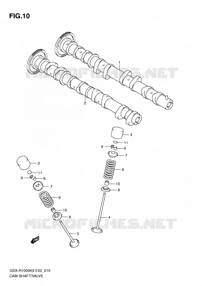 ARBRE A CAMES - VALVE Suzuki MOTO 1000 GSX-R 2009  GSX-R1000 K9 (E02,E14,E19,E24)