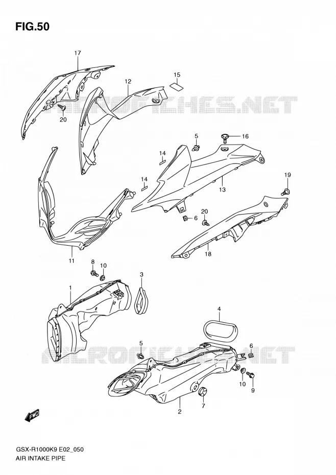 CONDUIT D'ADMISSION (MODEL K9) Suzuki MOTO 1000 GSX-R 2009  GSX-R1000 K9 (E02,E14,E19,E24)