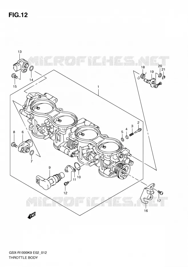 CORPS DE PAPILLON Suzuki MOTO 1000 GSX-R 2009  GSX-R1000 K9 (E02,E14,E19,E24)