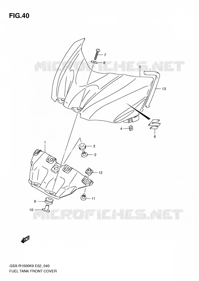 COUVRE RESERVOIR Suzuki MOTO 1000 GSX-R 2009  GSX-R1000 K9 (E02,E14,E19,E24)