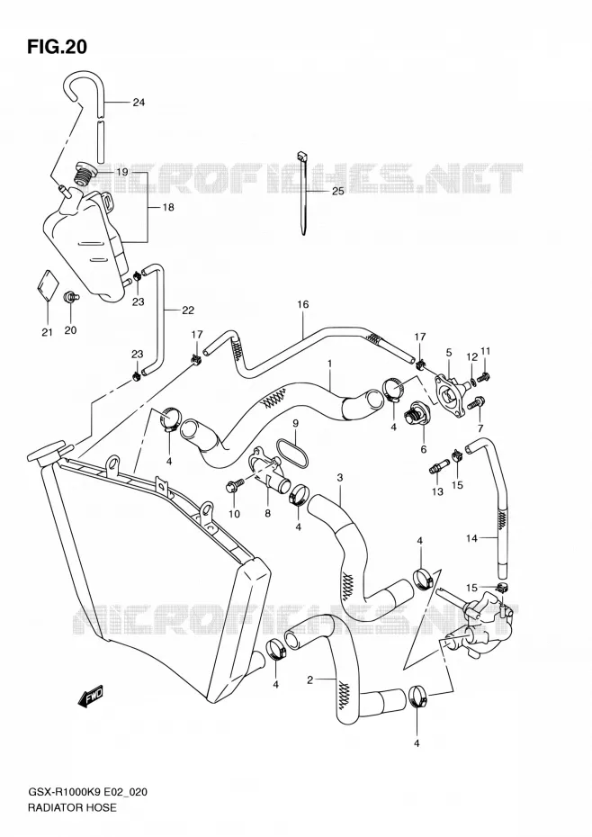 DURITE DE RADIATEUR Suzuki MOTO 1000 GSX-R 2009  GSX-R1000 K9 (E02,E14,E19,E24)