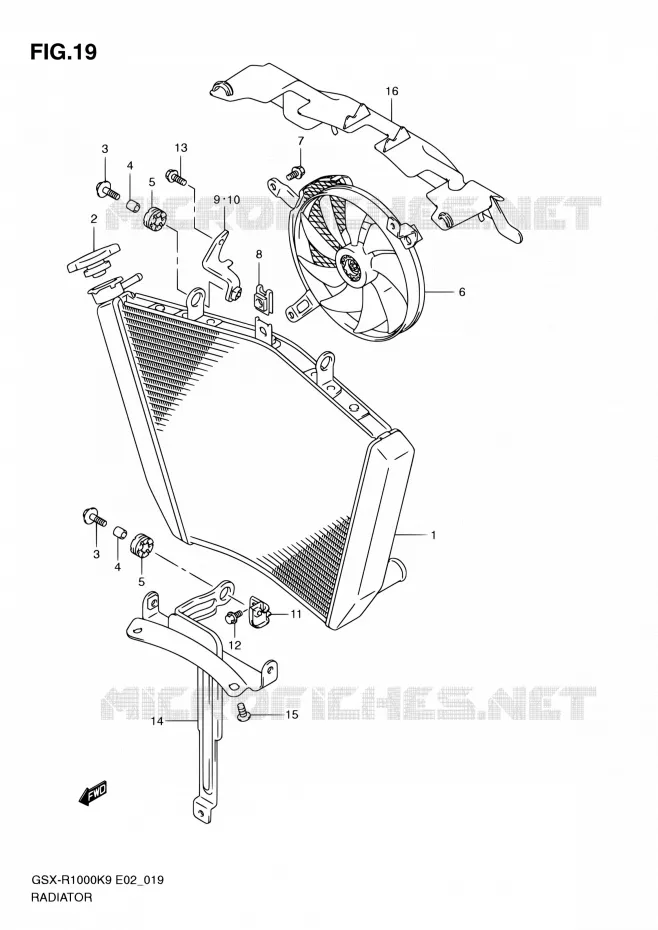 RADIATEUR Suzuki MOTO 1000 GSX-R 2009  GSX-R1000 K9 (E02,E14,E19,E24)