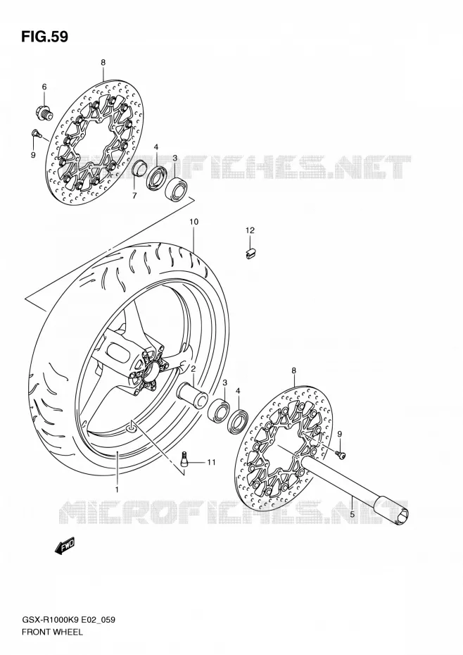 ROUE AVANT Suzuki MOTO 1000 GSX-R 2009  GSX-R1000 K9 (E02,E14,E19,E24)