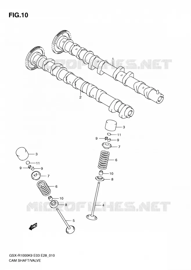 ARBRE A CAMES - VALVE Suzuki MOTO 1000 GSX-R 2009  GSX-R1000 K9 (E03,E28,E33)