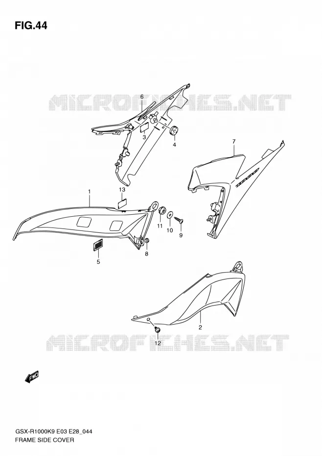 COUVERCLES LATERAUX (MODEL K9) Suzuki MOTO 1000 GSX-R 2009  GSX-R1000 K9 (E03,E28,E33)