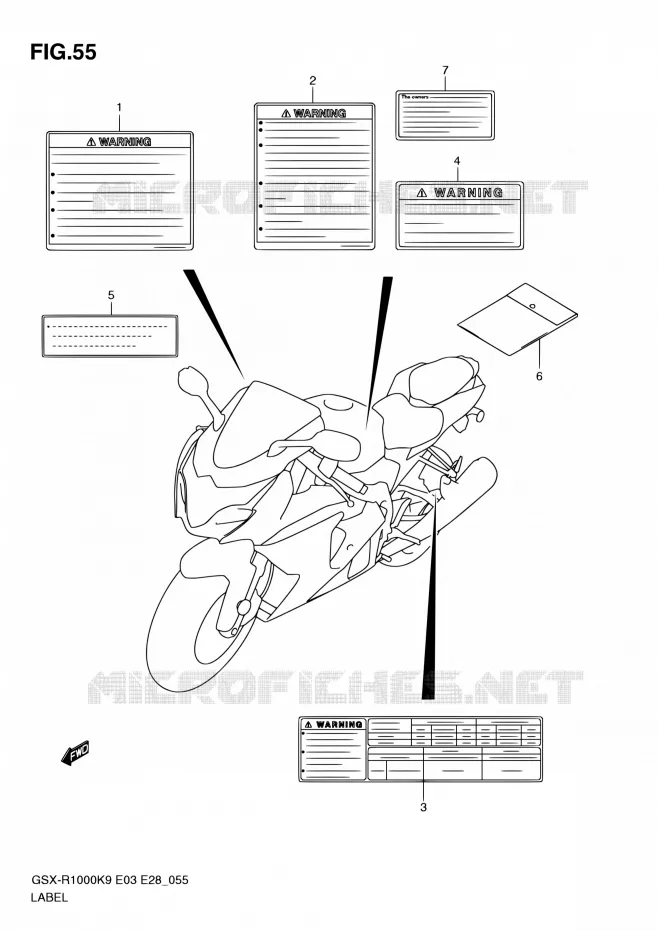 ETIQUETTE Suzuki MOTO 1000 GSX-R 2009  GSX-R1000 K9 (E03,E28,E33)