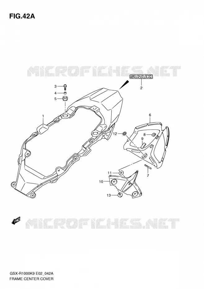 CARENAGE CENTRAL (MODEL L0) Suzuki MOTO 1000 GSX-R 2010  GSX-R1000 L0 (E02,E14,E19,E24,E51,P37)