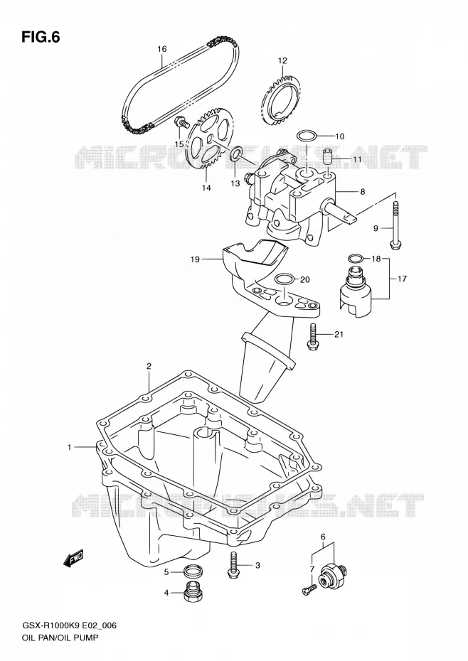 CARTER INFERIEUR - POMPE A HUILE Suzuki MOTO 1000 GSX-R 2010  GSX-R1000 L0 (E02,E14,E19,E24,E51,P37)
