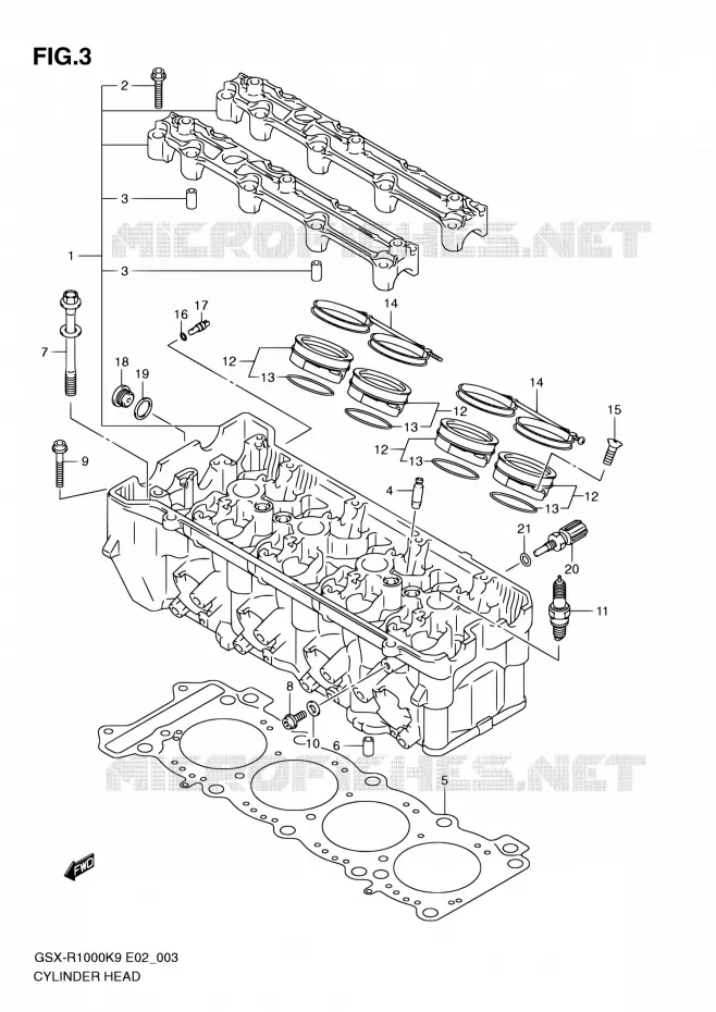 CULASSE Suzuki MOTO 1000 GSX-R 2010  GSX-R1000 L0 (E02,E14,E19,E24,E51,P37)