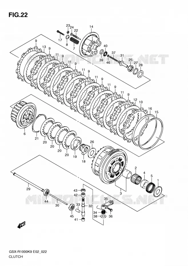 EMBRAYAGE Suzuki MOTO 1000 GSX-R 2010  GSX-R1000 L0 (E02,E14,E19,E24,E51,P37)