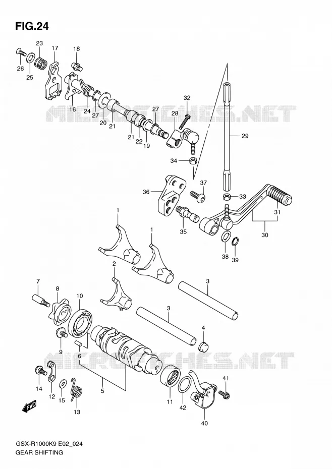 ENSEMBLE SELECTEUR DE VITESSES Suzuki MOTO 1000 GSX-R 2010  GSX-R1000 L0 (E02,E14,E19,E24,E51,P37)