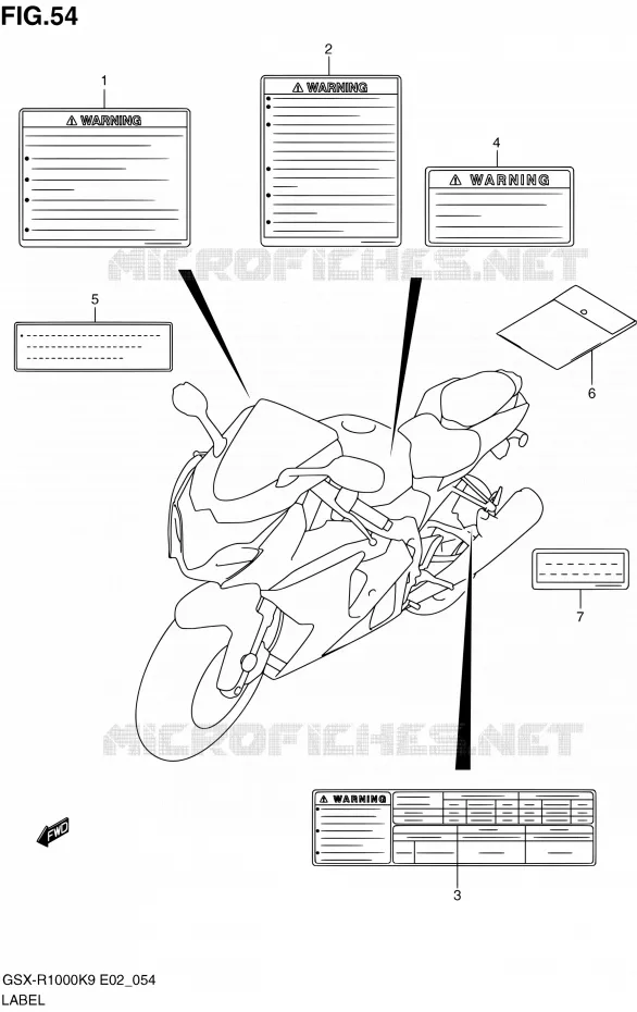 ETIQUETTE Suzuki MOTO 1000 GSX-R 2010  GSX-R1000 L0 (E02,E14,E19,E24,E51,P37)