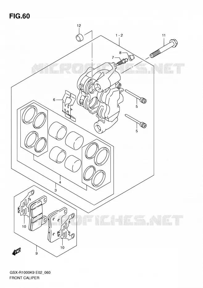 ETRIER DE FREIN AVANT Suzuki MOTO 1000 GSX-R 2010  GSX-R1000 L0 (E02,E14,E19,E24,E51,P37)