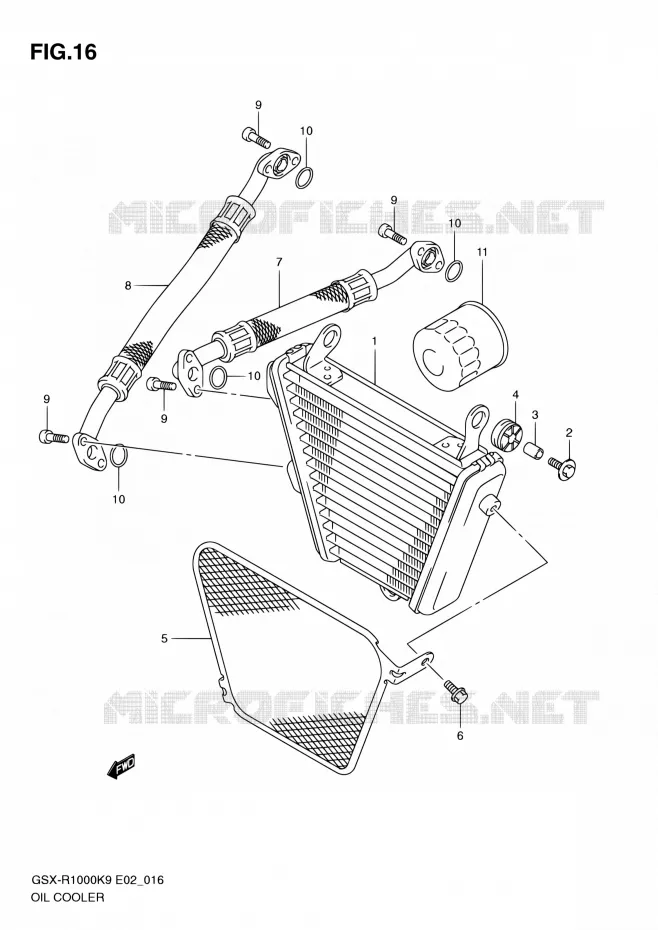 RADIATEUR D'HUILE Suzuki MOTO 1000 GSX-R 2010  GSX-R1000 L0 (E02,E14,E19,E24,E51,P37)