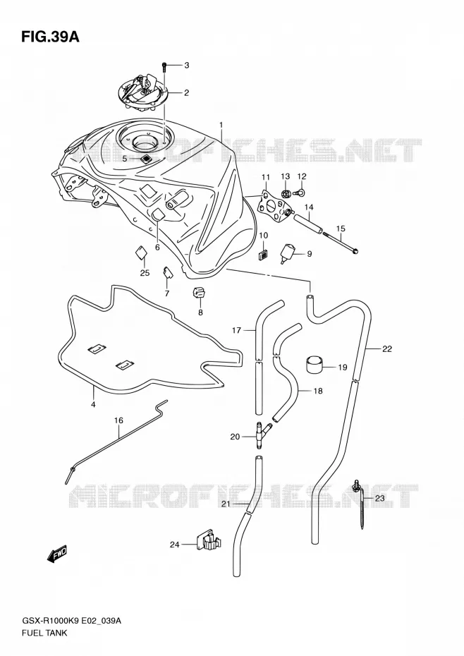 RESERVOIR D'ESSENCE (MODEL L0) Suzuki MOTO 1000 GSX-R 2010  GSX-R1000 L0 (E02,E14,E19,E24,E51,P37)