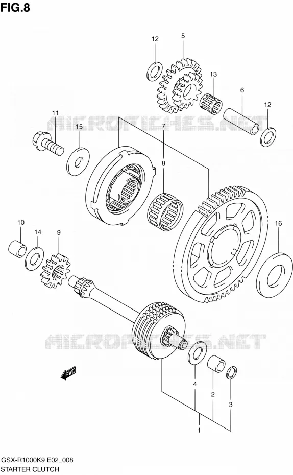 ROUE LIBRE DE DEMARREUR Suzuki MOTO 1000 GSX-R 2010  GSX-R1000 L0 (E02,E14,E19,E24,E51,P37)